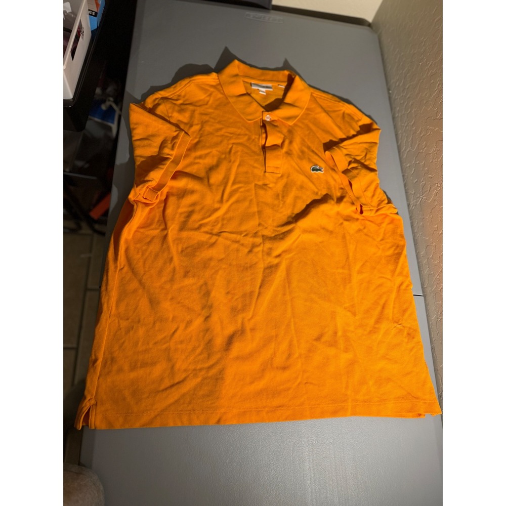 Lacoste Slim Fit Orange Pique Polo Shirt Mens 3XL US PH4012‎ Short Sleeve Logo